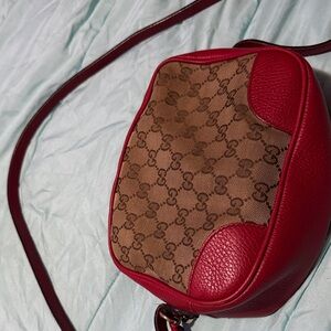 Gucci Red and Brown Crossbody Bag
